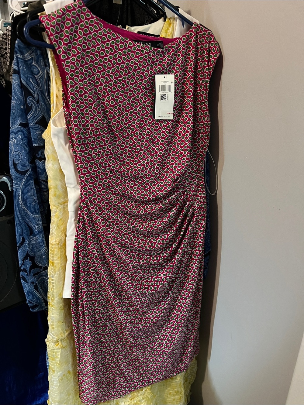 Lauren Ralph Lauren Pink Printed Sleeveless Sheath Dress Sz 4P NWT